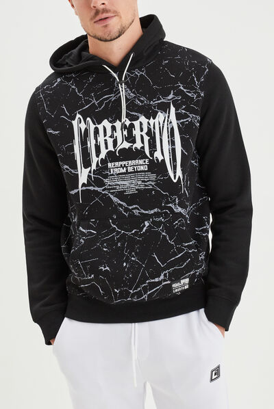 Sweat à capuche hoodie Liberto noir homme