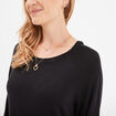 Pull col rond manches longues noir femme
