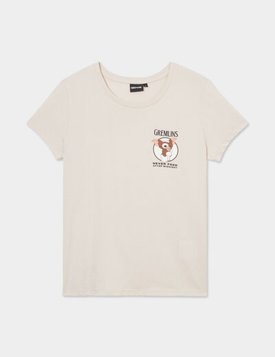 T-shirt manches courtes coton Gremlins sable femme