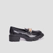 Mocassins à talons et détails chaînes noir femme