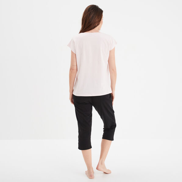 Ensemble pyjama corsaire 2 pièces rose poudrée femme