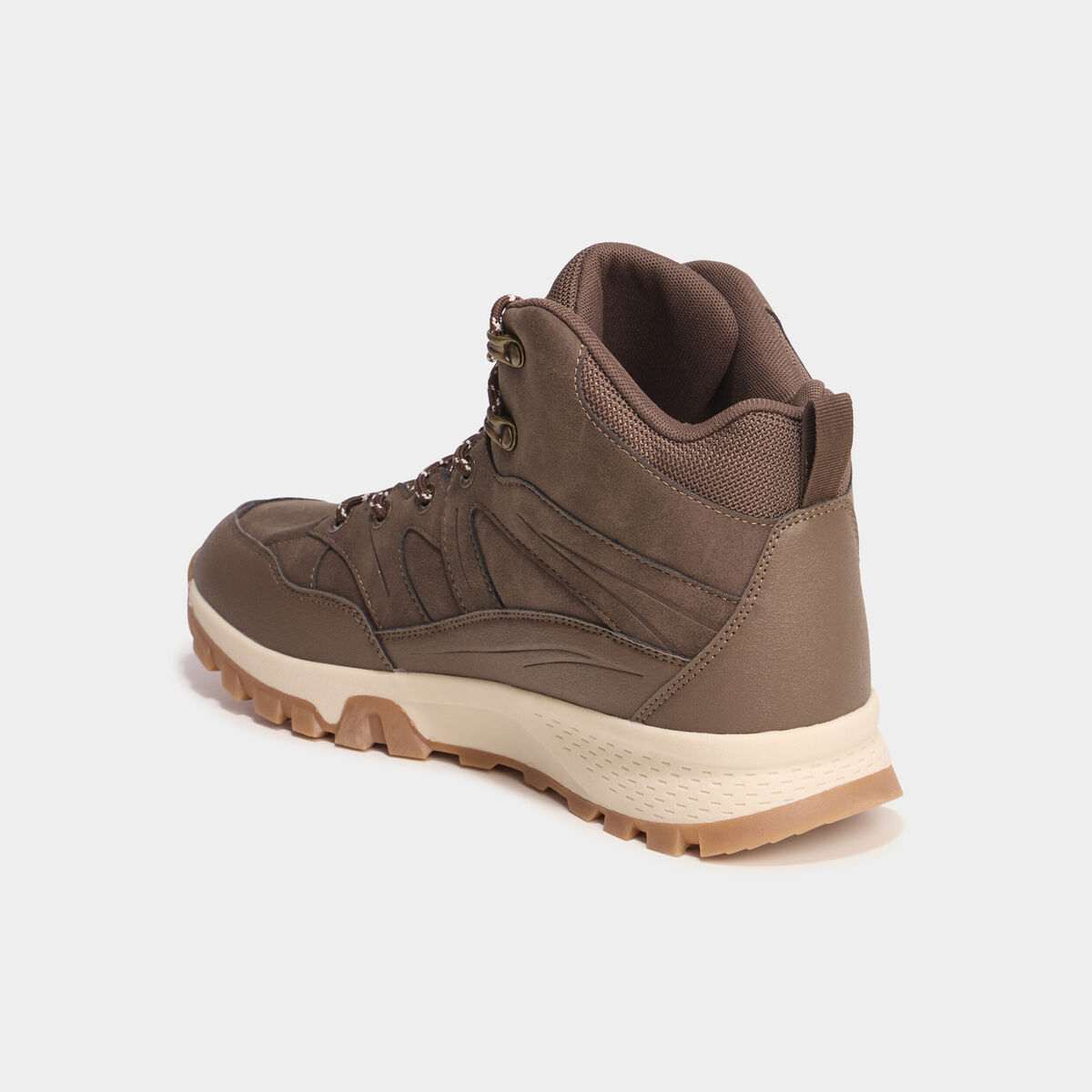 Baskets montantes &agrave; lacets marron clair homme