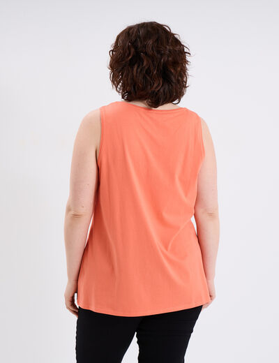 Débardeur ajusté sans manches coton rose corail femme grande taille
