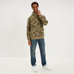 Sweat hoodie &agrave; capuche molleton vert kaki homme