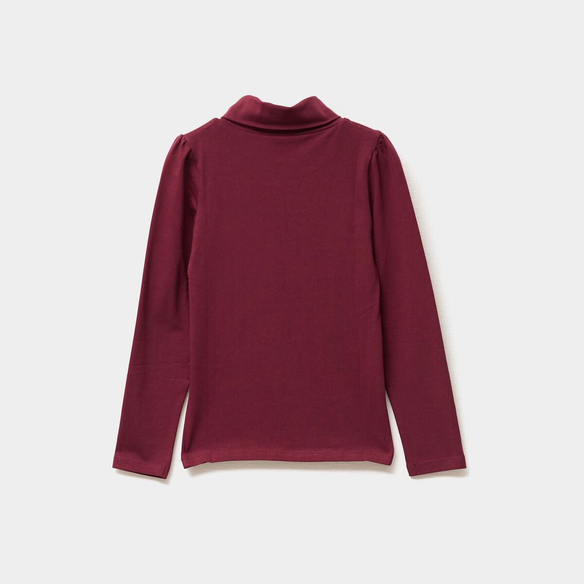 T-shirt col roulé manches longues coton bordeaux fille