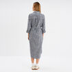 Robe chemise longue ceintur&eacute;e coton bleu marine femme
