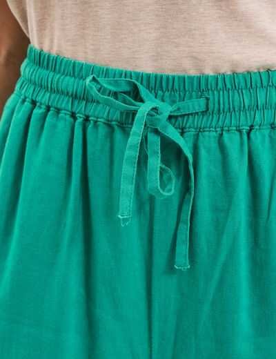 Pantalon large lin m&eacute;lang&eacute; vert canard femme