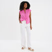 Blouse sans manches col tunisien coton rose fushia femme