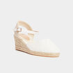 Sandales espadrilles compens&eacute;es broderie blanc femme