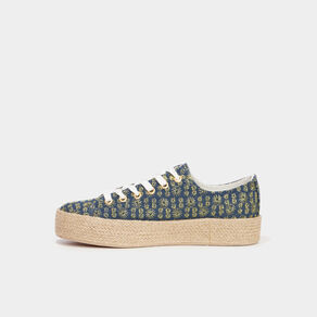 Tennis basses semelles en corde bleu femme
