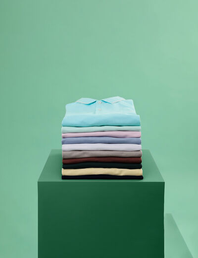 Polo manches courtes bords contrastés vert menthe homme
