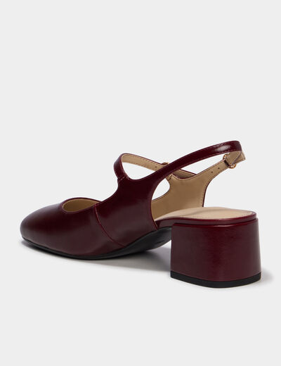 Escarpin slingback verni talon bloc rouge femme
