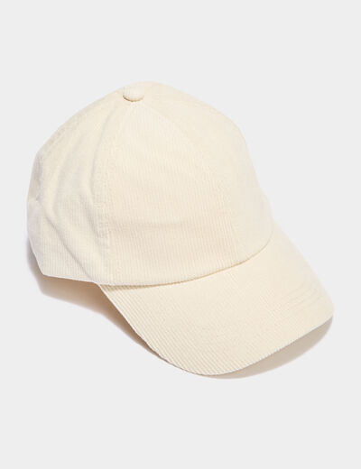 Casquette bombée effet velours côtelé ivoire femme