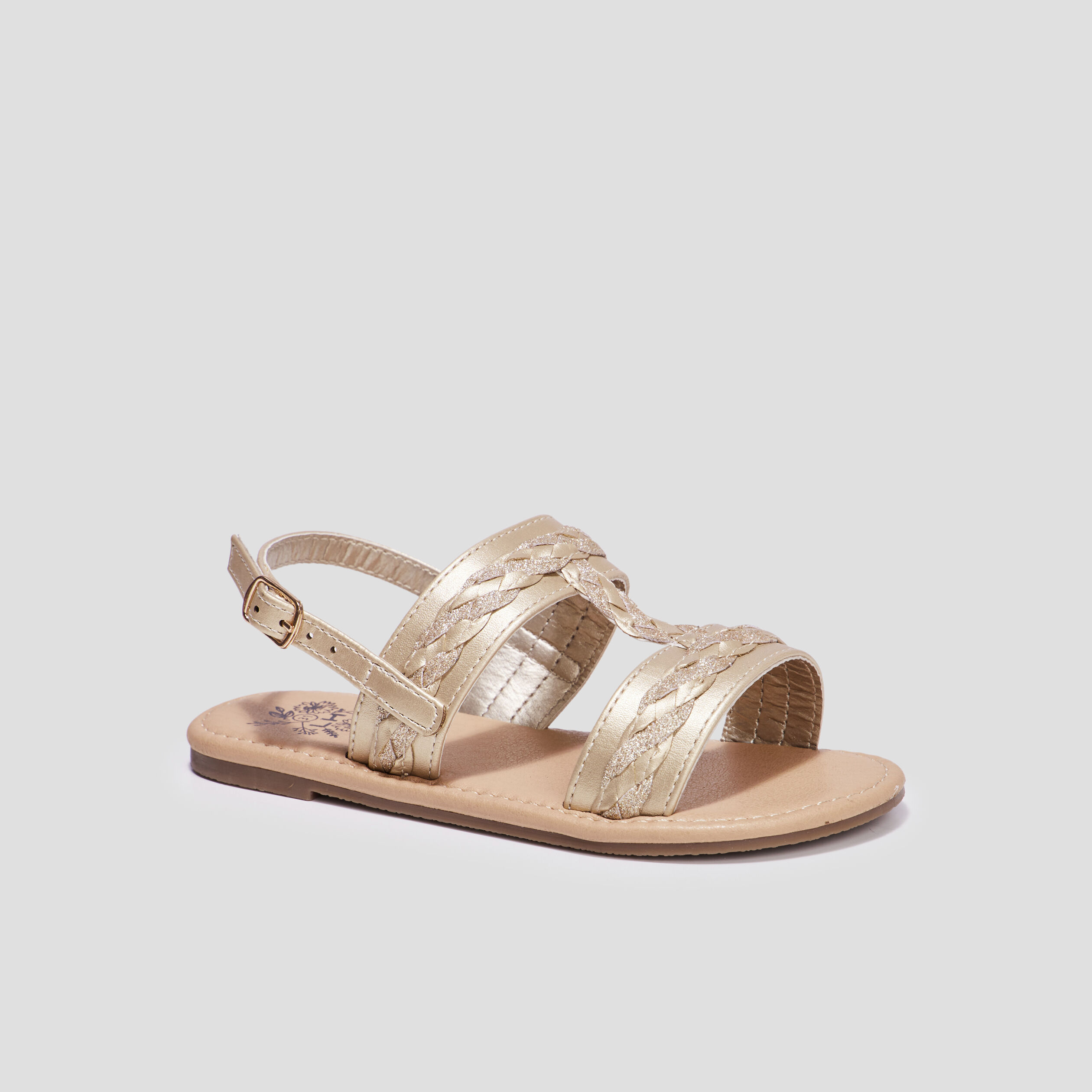 Sandales à détails tressés jaune or fille LH
