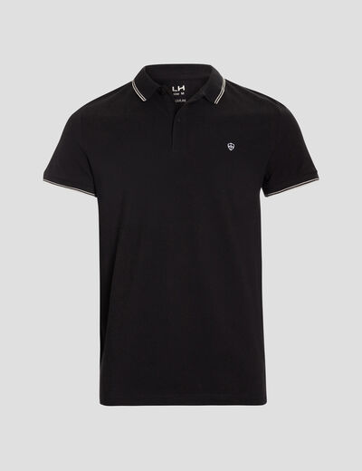 Polo manches courtes bords contrastés noir homme