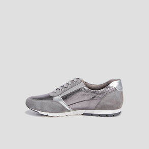 tennis a lacets en cuir gris femme Tennis à lacets en cuir gris femme