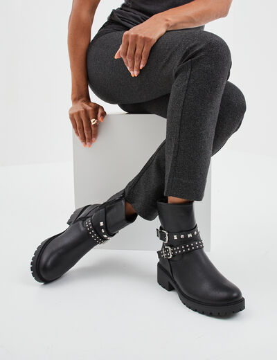 Bottines boucles et clous à talons noir femme
