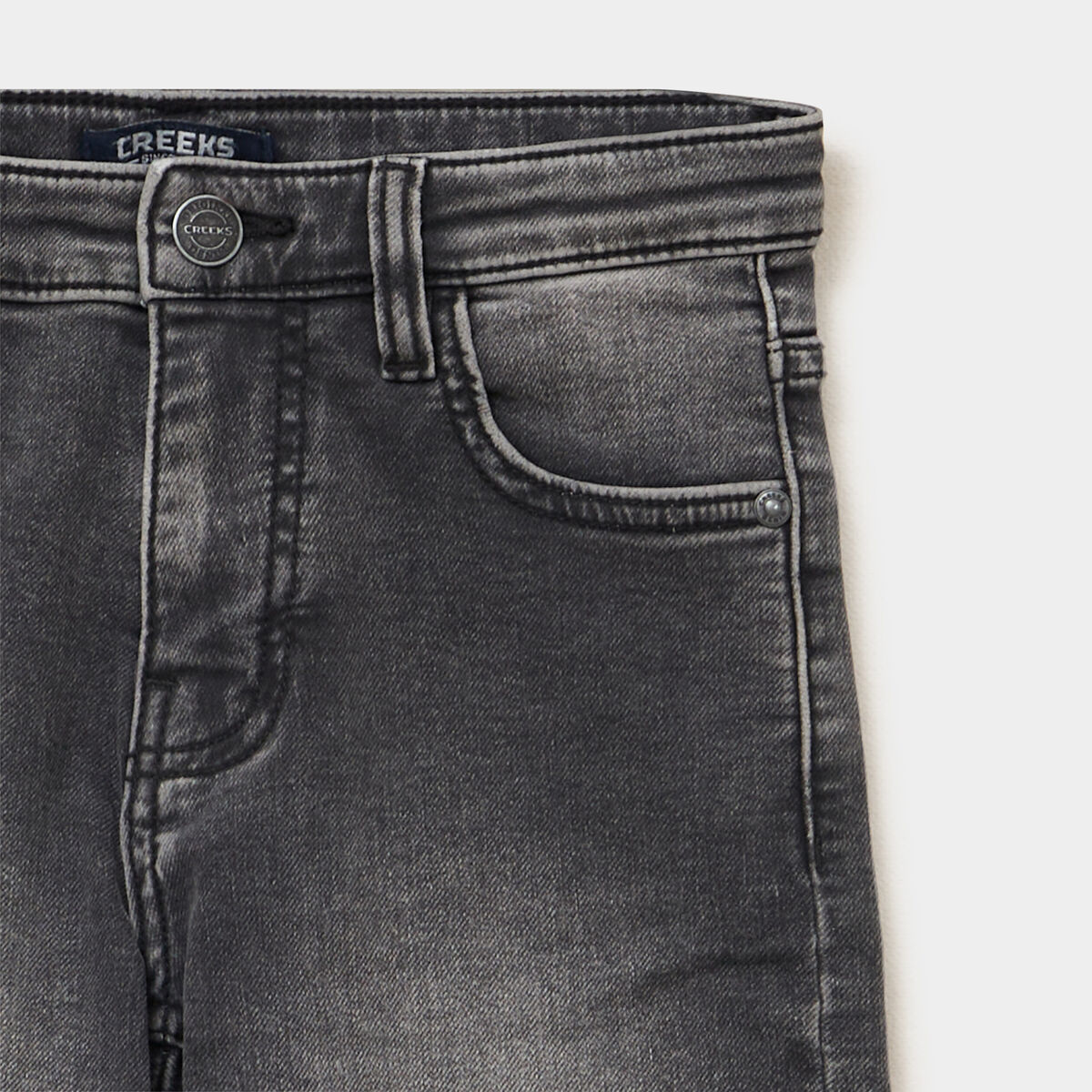 Jeans regular stretch 5 poches denim gris gar&ccedil;on