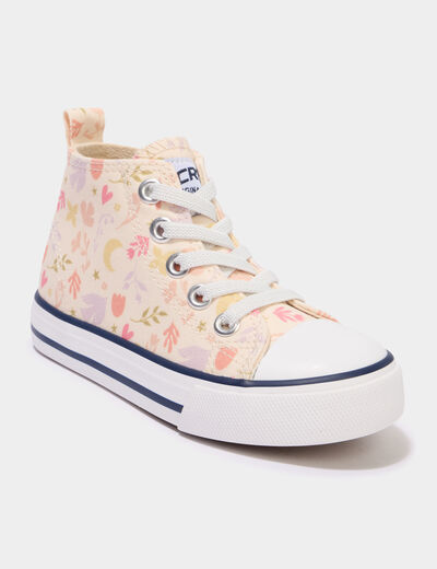 Tennis montantes en toile bout renforc&eacute; multicolore fille