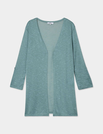 Gilet manches 3/4 bleu gris femme