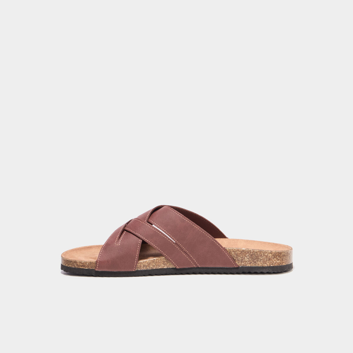 Mules brides crois&eacute;es marron homme