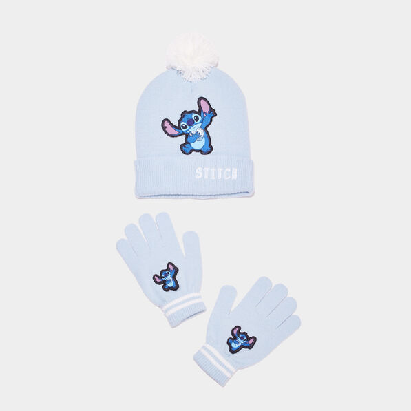 ensemble bonnet et gants stitch bleu fille Ensemble bonnet et gants Stitch bleu fille