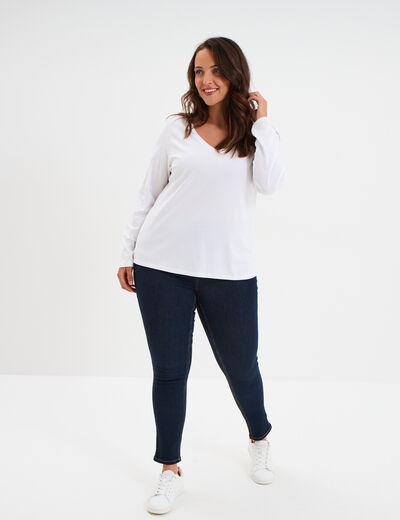 Jeans skinny 7/8ème taille haute denim brut femme grande taille