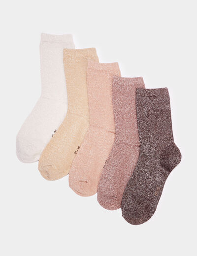 Lot 5 paires chaussettes sable femme