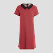 Robe évasée col claudine rouge femme