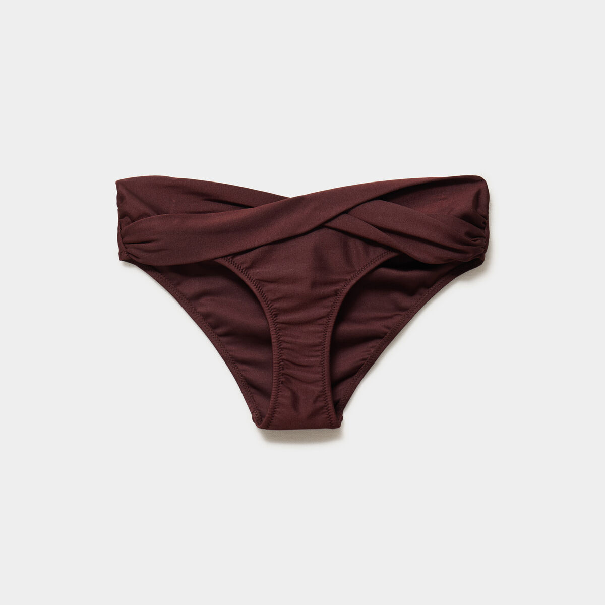 Bas de maillot de bain effet torsad&eacute; marron femme