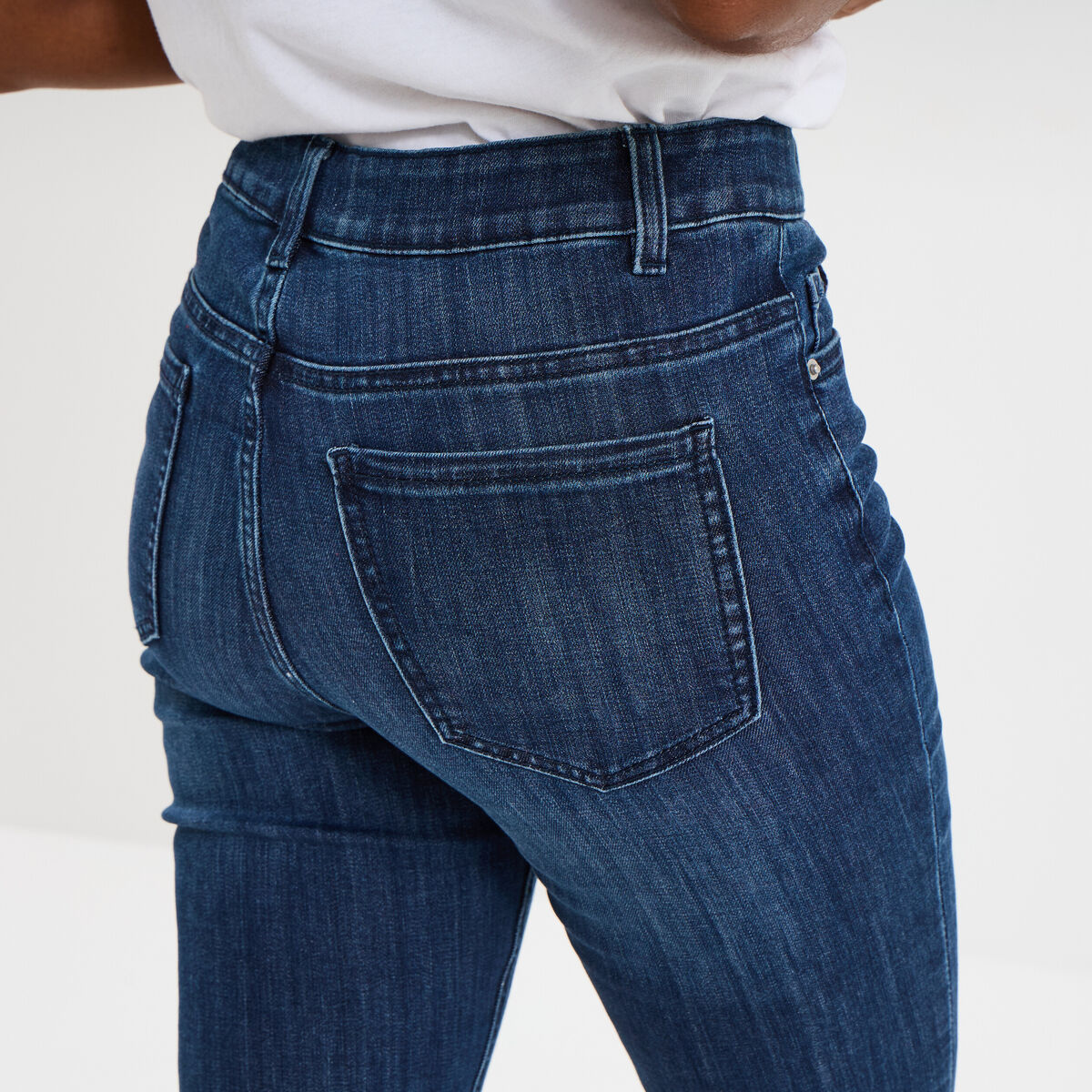 Jeans slim taille haute 5 poches bleu femme