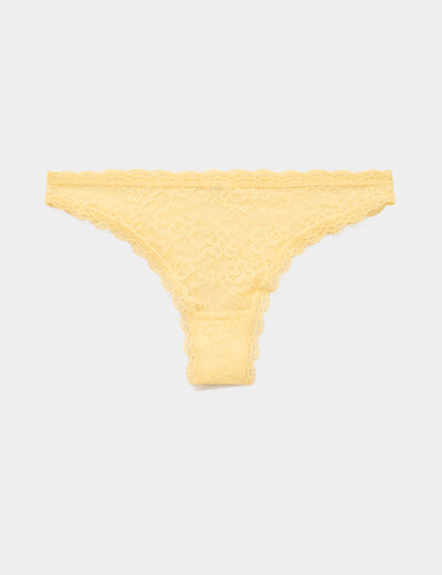 Tanga en dentelle doublure coton jaune femme