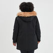 Parka &agrave; capuche bordure fausse fourrure noir femme grande taille