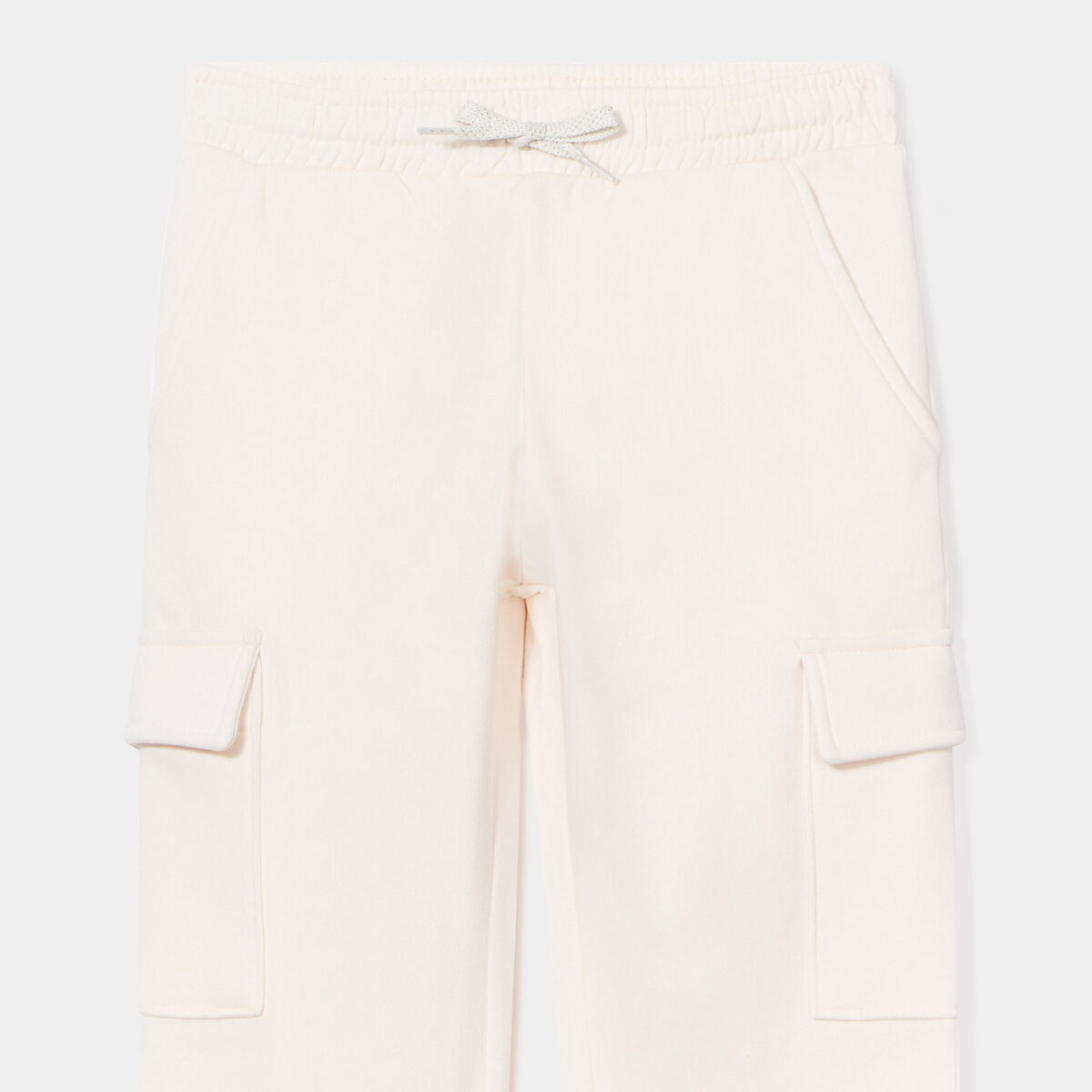 Pantalon de jogging cargo molletonn&eacute; ivoire fille
