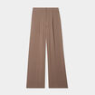Pantalon large &agrave; pinces beige femme