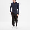Polo manches longues encolure boutonnée bleu marine homme
