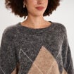 Pull col rond oversize en maille laine gris moyen femme