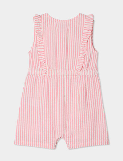 Combishort manches volants coton rose corail bébé fille