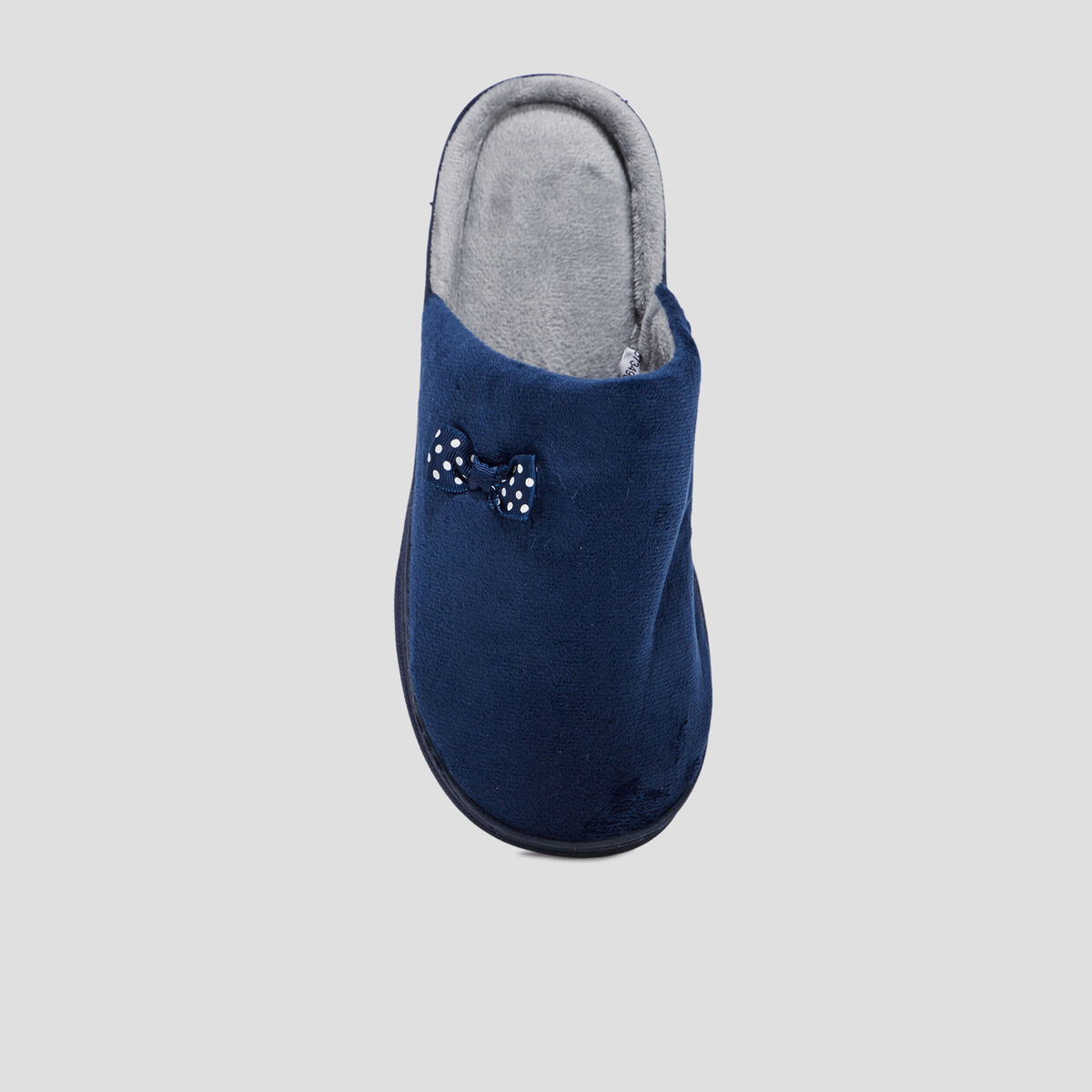 Chaussons mules d&eacute;tail noeud bleu marine femme