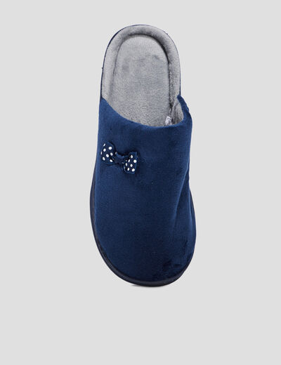 Chaussons mules détail noeud bleu marine femme