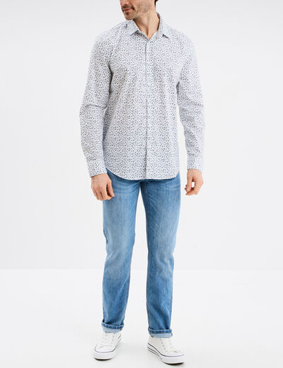 Chemise ajustée col français blanc homme