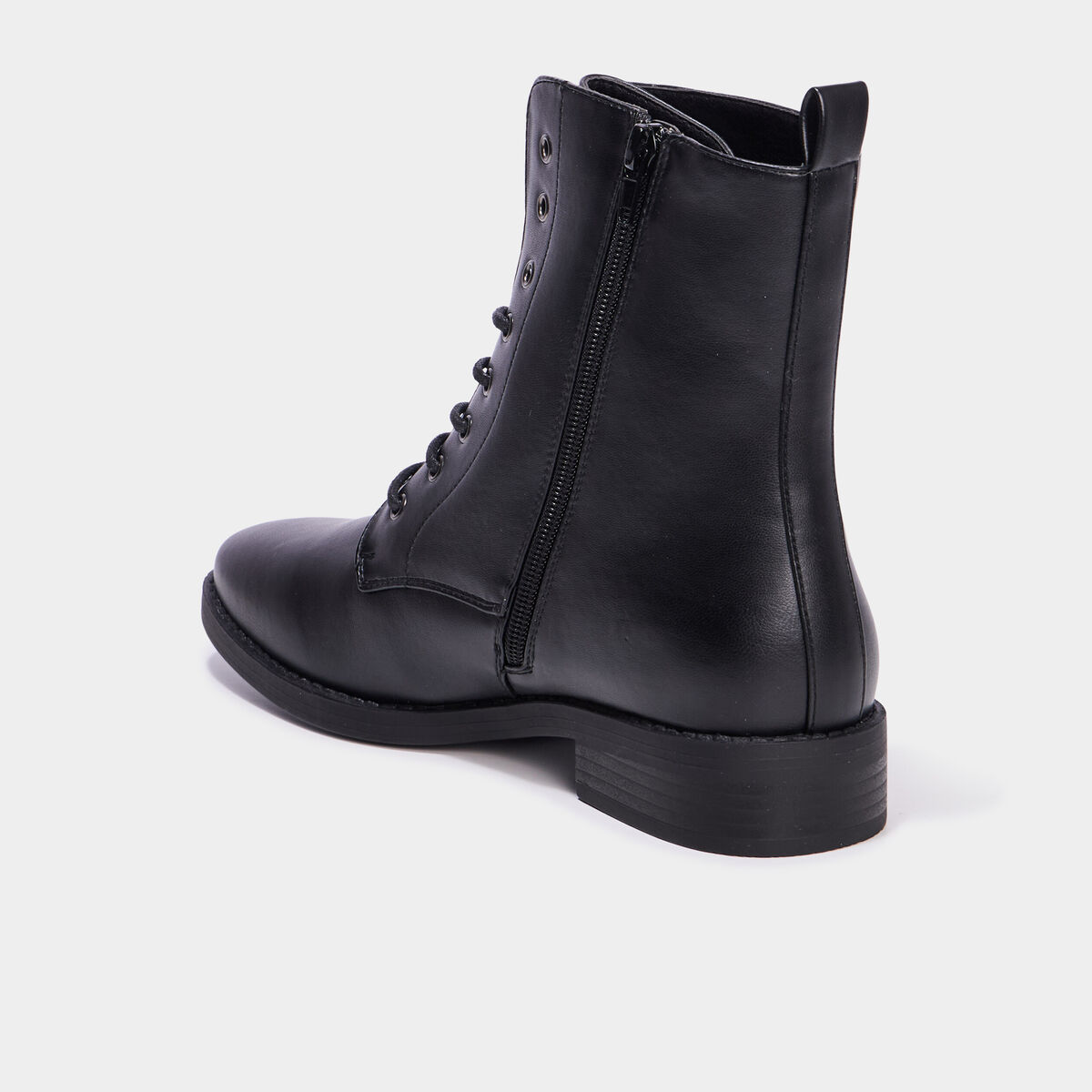 Boots &agrave; lacets et zipp&eacute;es noir femme