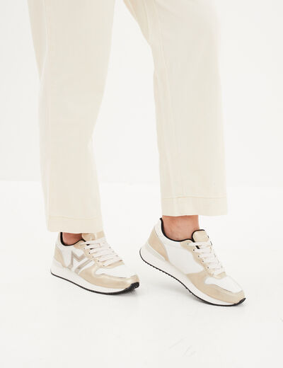 Baskets bi-matière à lacets Creeks blanc femme