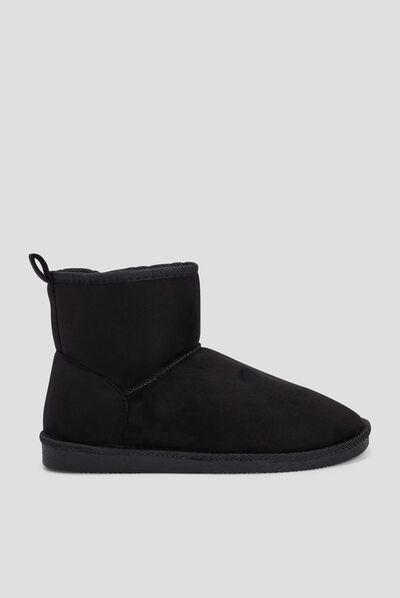 Bottines fourrées plates noir femme