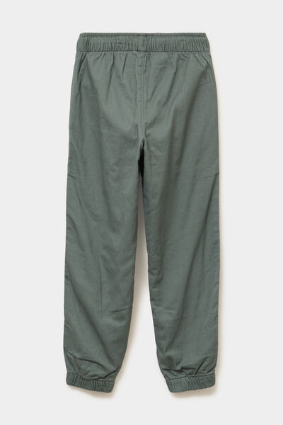 Pantalon jogger doubl&eacute; coton vert kaki gar&ccedil;on