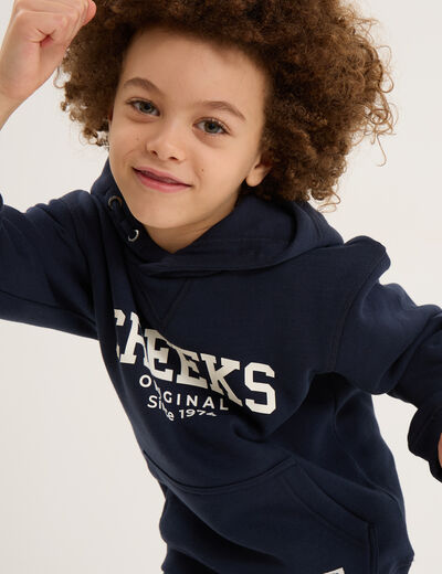 Sweat hoodie oversize à capuche bleu marine garçon