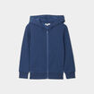 Sweat zippé à capuche et poches bleu foncé garçon