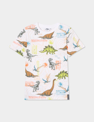 T-shirt manches courtes Jurassic World blanc garçon