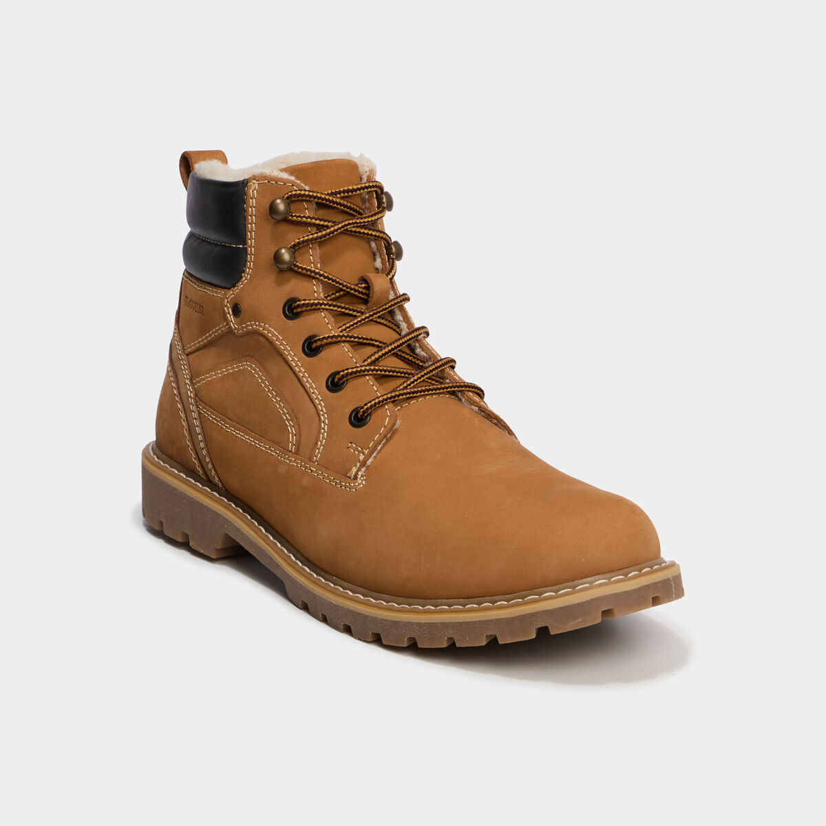 Bottines montantes &agrave; lacets en cuir marron clair homme