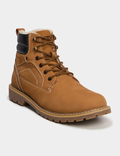 Bottines montantes &agrave; lacets en cuir marron clair homme